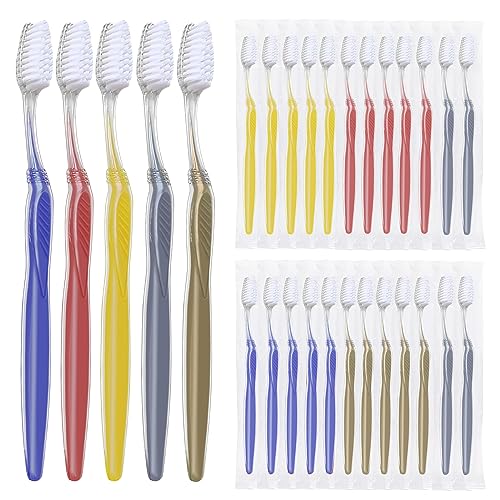 Disposable Toothbrushes Bulk, Multicolor Toothbrushes for Hotel, Travel, Homeless
