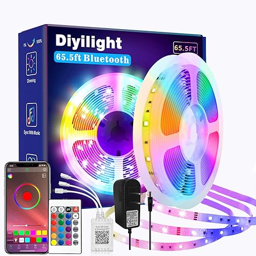 Diyilight 65.6ft LED Strip Lights with App Control and Remote