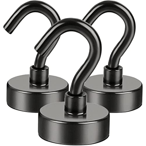 DIYMAG Black Magnetic Utility Hooks - Heavy-Duty Rare Earth Neodymium Magnet Hooks