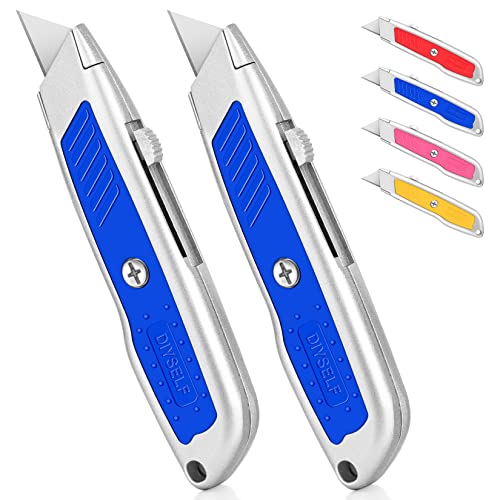 XW Retractable Carpet Knife with Twist-lock Design, Heavy Duty Zinc Alloy  Knife with Blade Storage, Extra 5 Blades Included.