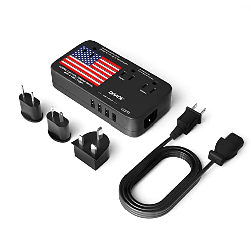 DOACE X11 2200W Voltage Converter with 4-Port USB and Multiple Plugs