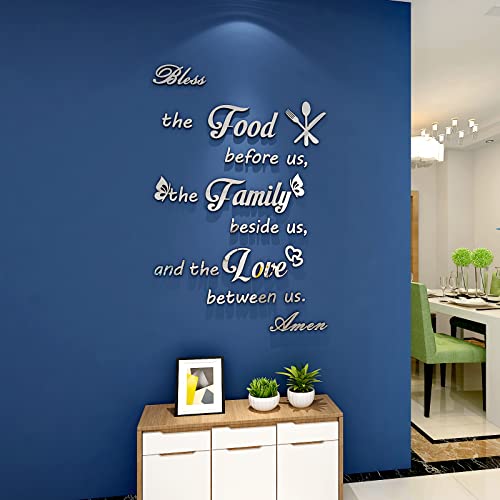 Doeean Dining Room Wall Decor Dining Room Wall Stickers Kitchen Wall Decor Dinner Prayer Wall Decor Acrylic Mirror Letter Bless The Food Before Us Sign Prayer Room Table Decor Family 417CvZOGCZL 