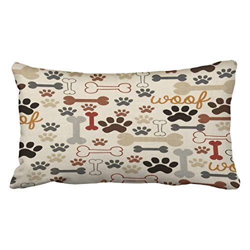 Dog Bones and Paw Prints Pillowcase