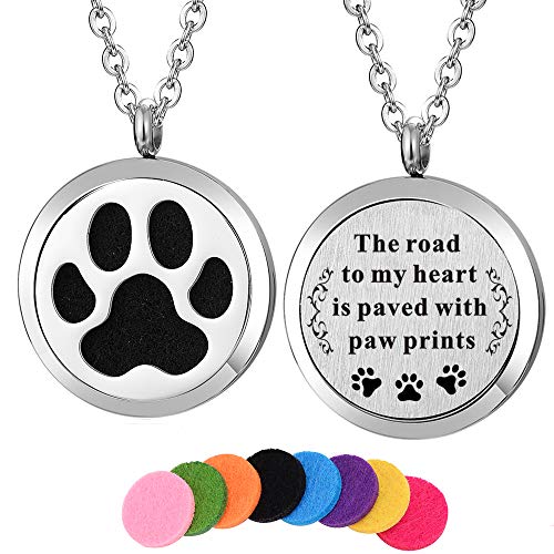 Dog Paw Print Aroma Diffuser Necklace