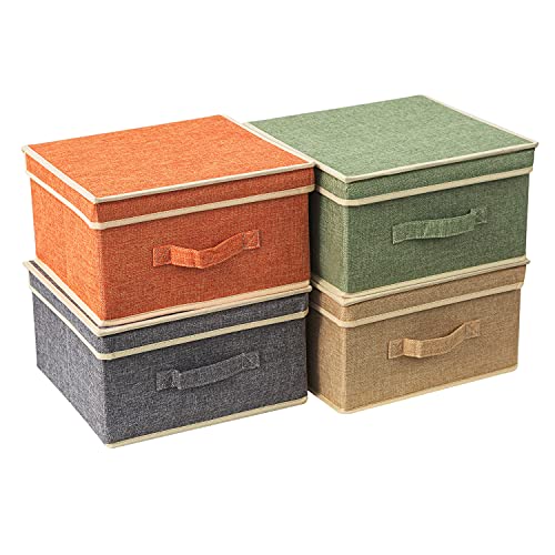 Fashionable Foldable Storage Bins for Home Organization - 4 Color Set
