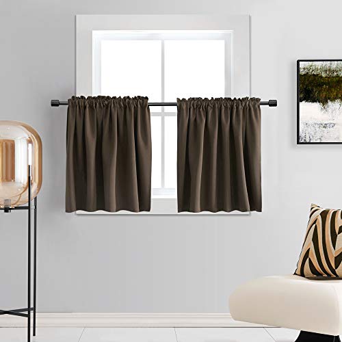 DONREN Cafe Tiers Curtains - Brown Coffee Blackout Valance Curtains