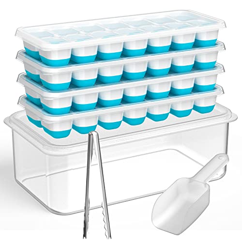 ARTLEO Ice Cube Tray with Lid and Bin for Freezer, Easy Release 55 Mini  Nugget Ice Tray with Cover, Ice Storage Container, Scoop, Flexible Durable