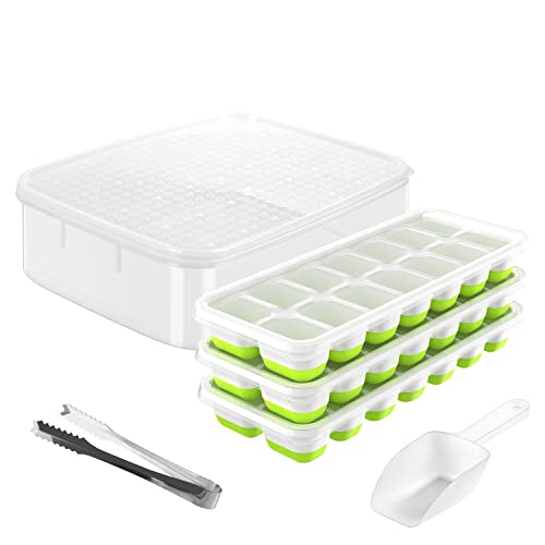 DOQAUS Silicone Ice Cube Tray with Lid and Storage Bin