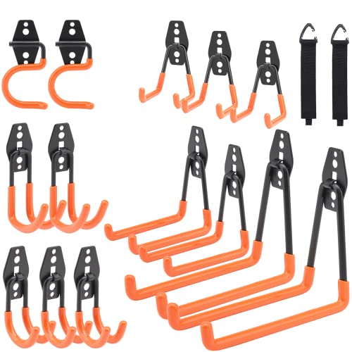 Dorisy 16-Pack Garage Hooks with Mop and Broom Holders
