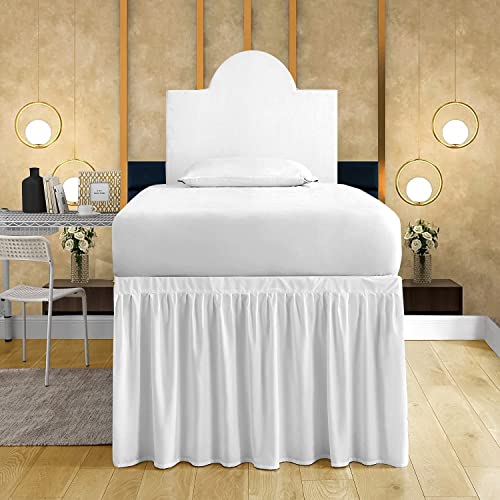 Dorm Room Bed Skirt - Twin XL/32 Inch Drop - White