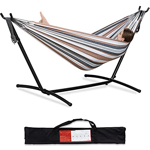 Double Hammock with Steel Stand - Outdoor 450lb Capacity