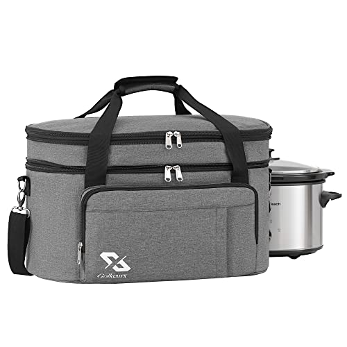  LUXJA Double Layers Slow Cooker Bag (with a Bottom Pad),  Insulated Slow Cooker Carrier Fits for Most 6-8 Quart Oval Slow Cooker,  Black (Bag Only) : Everything Else