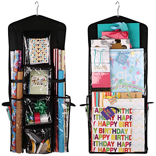 Double-Sided Hanging Gift Bag and Gift Wrap Organizer