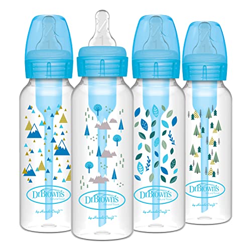 Dr. Brown's Natural Flow Anti-Colic 8 oz Baby Bottles, 4 Pack, Blue Nature
