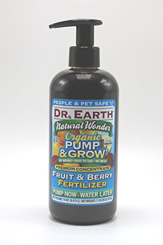 Dr. Earth 1074 Pump & Grow Natural Wonder Fruit & Berry Fertilizer 16 oz, Blue