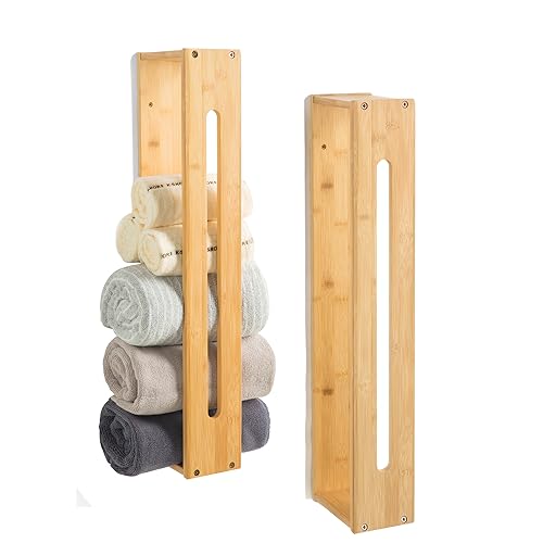 DRDINGRUI Wall Towel Rack - Bamboo Bath Towel Holder