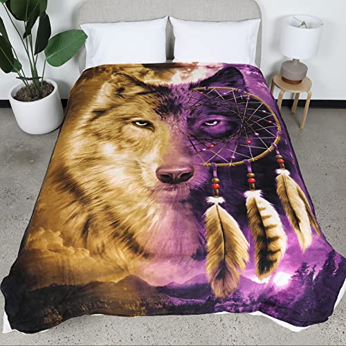 Dreamcatcher Wolf Fleece Blanket