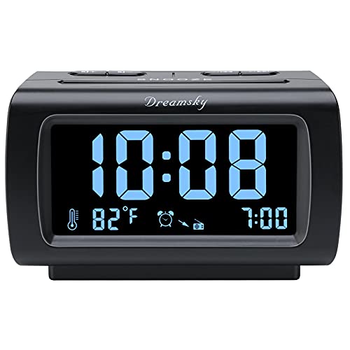 DreamSky Bedroom Alarm Clock Radio with USB Port and Battery Backup