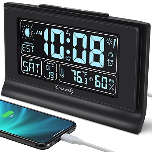 DreamSky Alarm Clock with Humidity, Temperature, and Moon Phase