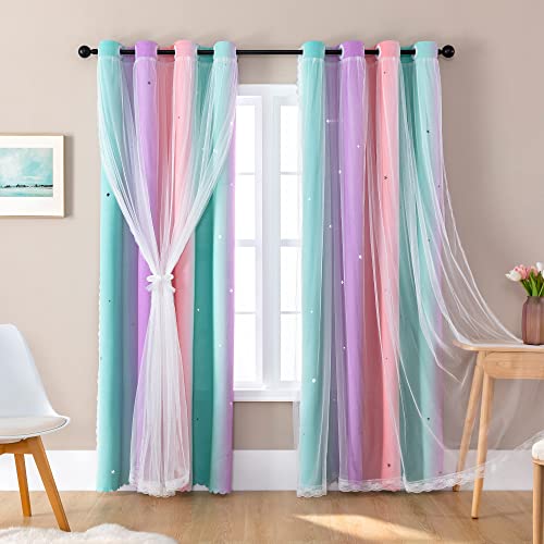 Dreamy Rainbow Curtains for Girls Bedroom Decor