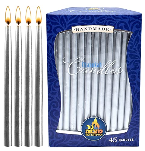 Dripless Chanukah Candles - Metallic Silver Hanukkah Candles