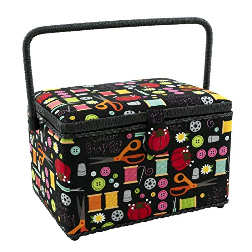 Dritz Large Sewing Basket - Stylish and Spacious Sewing Notions Storage