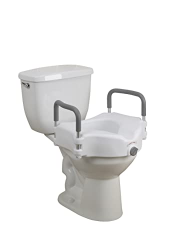 Drive Medical Raised Toilet Seat with Removable Padded Arms