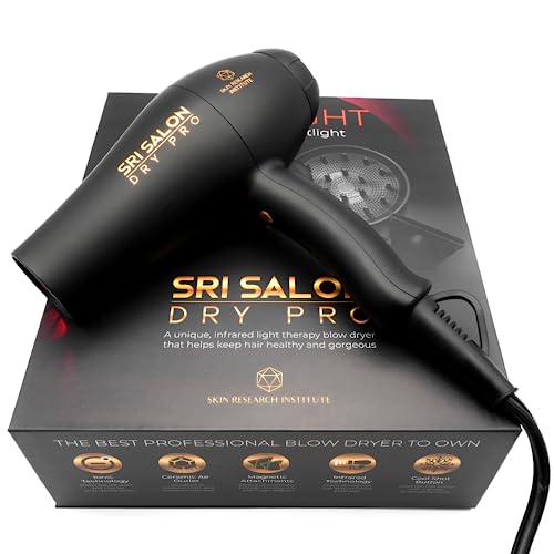 Dry Pro Infrared Hair Dryer - Negative Ions for Reduced Frizz, Fast-Drying and Max Shine, Attachments Included