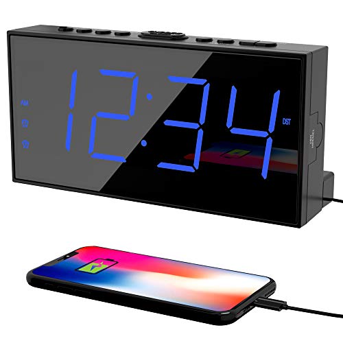 Dual Alarm Clock with Battery Backup and USB Charger