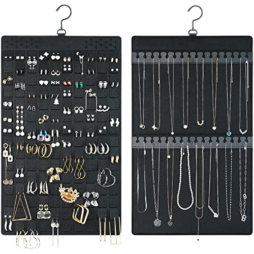 Dual-Sided Jewelry Organizer - Felt Material, Black, 1 Pack