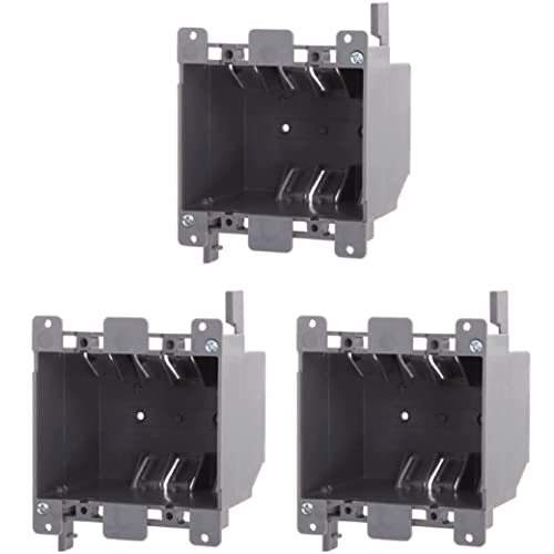 Durable 2-Gang PVC Old Work Electrical Outlet Box (3-Pack)