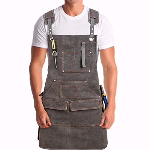 Durable and Adjustable Woodworking Apron with Tool Pockets