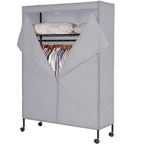 Durable Garment Rack with Adjustable Shelves and Rolling Wheels