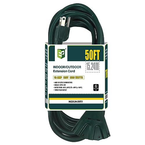 Durable Green Outdoor Extension Cord with 3 Power Outlets