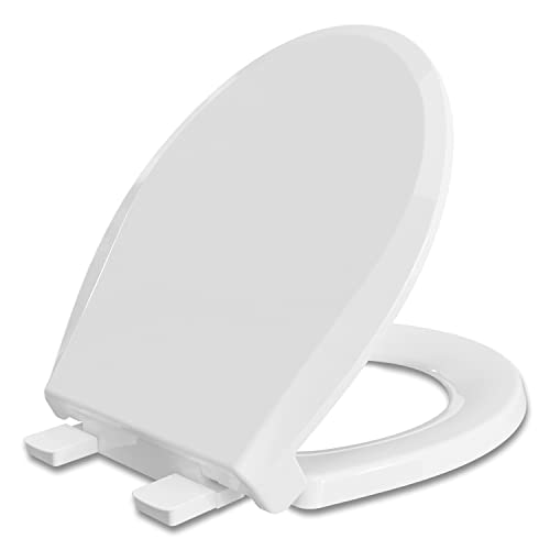 Durable Round Toilet Seat with Quick-Release Hinges and Slow Close Mechanism