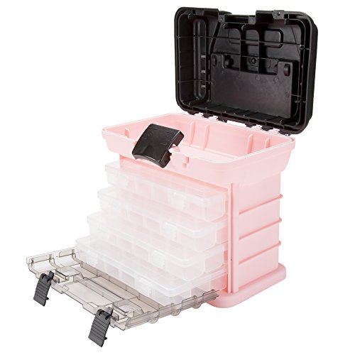Durable Tackle Box Organizer with 4 Compartments - Pink Tool Box