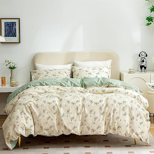 Jane Yre Green Flower Pattern Floral Twin Bedding Set