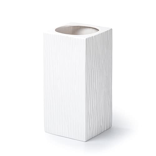 D'vine Dev 12 Inch White Textured Ceramic Vase