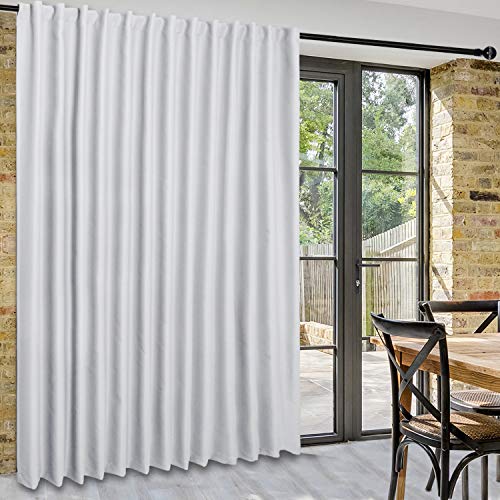 DWCN Extra Wide Greyish White Patio Sliding Door Curtains