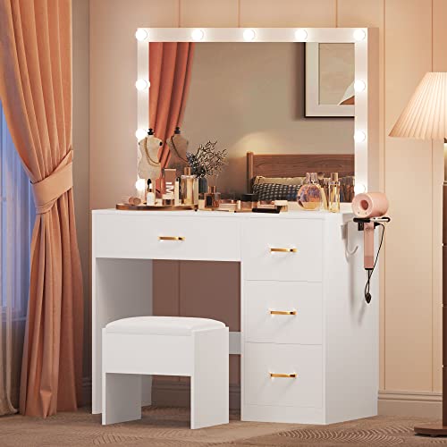 DWVO Makeup Vanity with Large Lighted Mirror