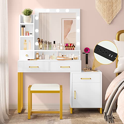 DWVO Makeup Vanity with Mirror and Lights