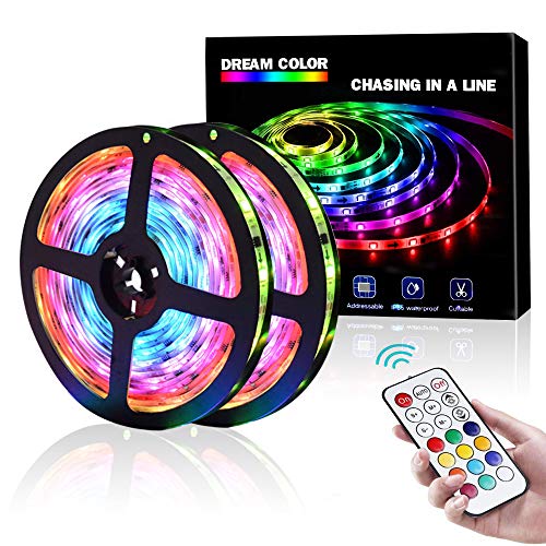 Dynamic LED Strip Lights Kit with Multicolor Rainbow Chasing