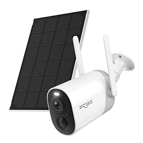 Dzees Security Cameras Wireless Outdoor,2K Solar Powered Outdoor Security Cameras with Siren & Spotlight, 2.4G WiFi Wireless Surveillance Cameras for Home Security, Color Night Vision/2-Way Talk/IP66