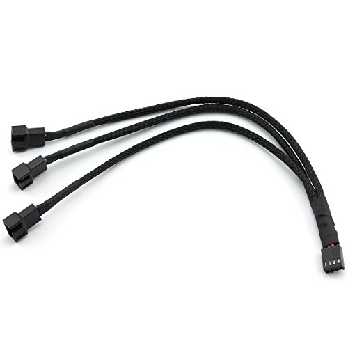 Black Sleeved 1 to 3 Ways PWM Fan Splitter Cable