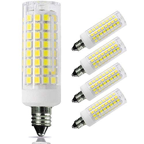 E11 LED Bulb Dimmable, 8W (75W 100W Halogen Bulbs Equivalent), Mini Candelabra Base, AC110V120V 130V, 6000K Daylight for Chandeliers Ceiling Fan Light, Pack of 4