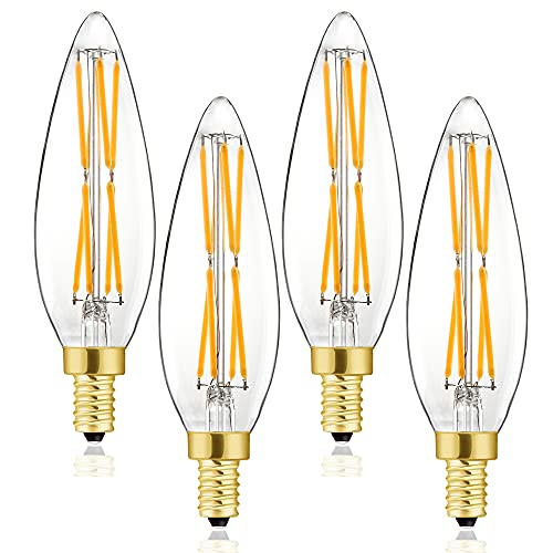 E12 Edison 8W LED Bulb - 100W Equivalent Candelabra Dimmable Chandelier Light