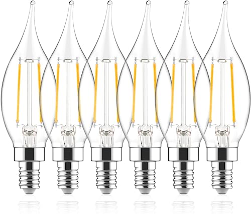 E12 LED Candelabra Bulb with Dimmable Flame Tip, 6 Pack