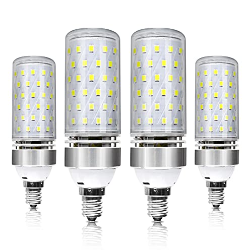 E12 LED Corn Bulbs, 6000K 1500LM Candelabra Light Bulbs, 100W Equivalent, 4Pack