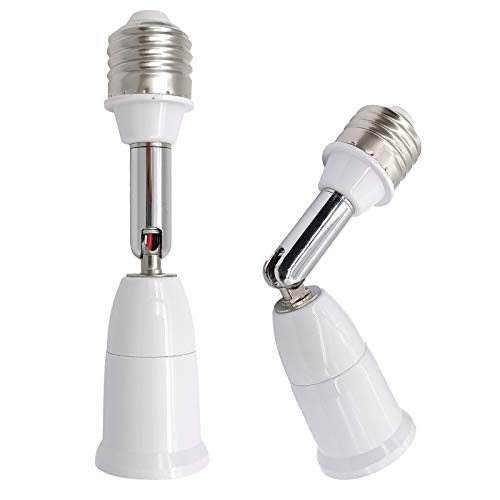 E26/E27 Light Socket Extender, 4.5 Inch Extension Socket Extender Adapter, Adjustable Vertical 180°Horizontal 360°, Flexible Medium Light Bulb Socket Converter (2-Pack)