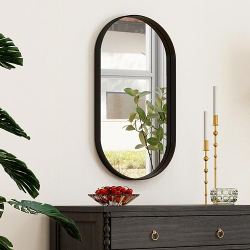 Easly Oval Mirrors for Bathroom - Black Framed Modern Mirror